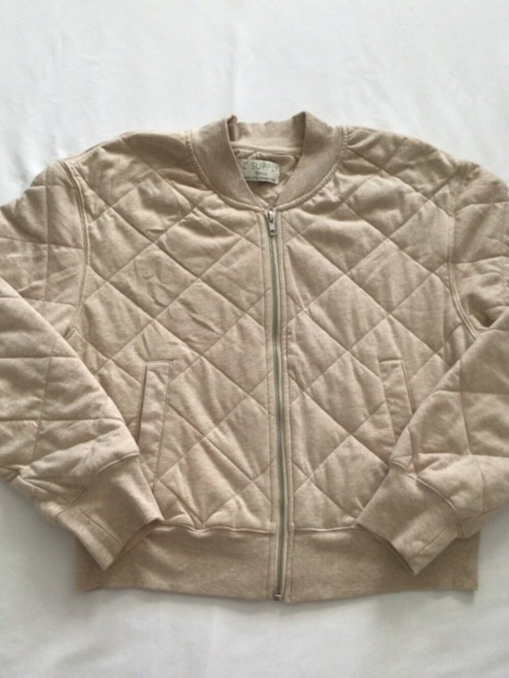 Z Supply Cotton Blend  Bomber Jacket Oatmeal Heather Sz S